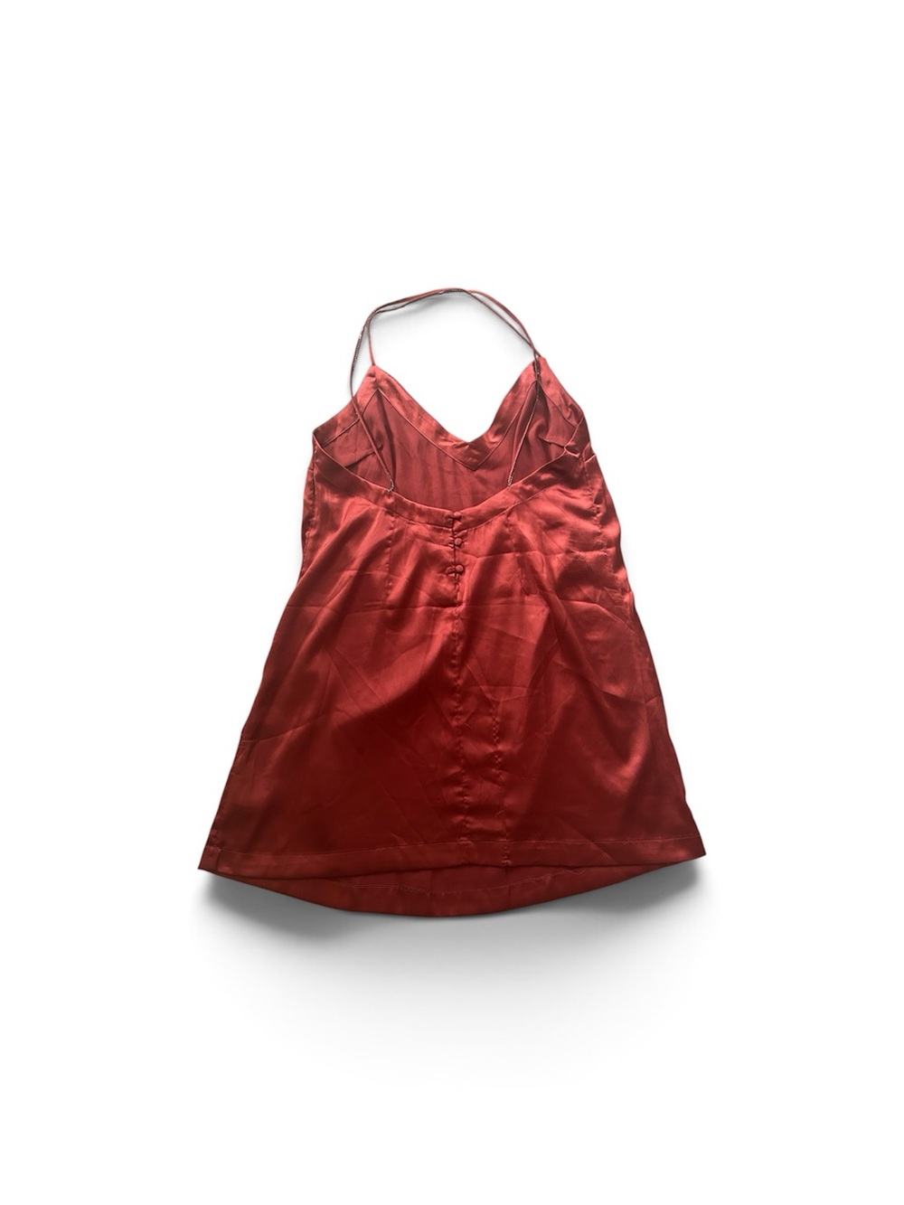 Free People Rust Red Satin Slip Dress with Thin Straps M
